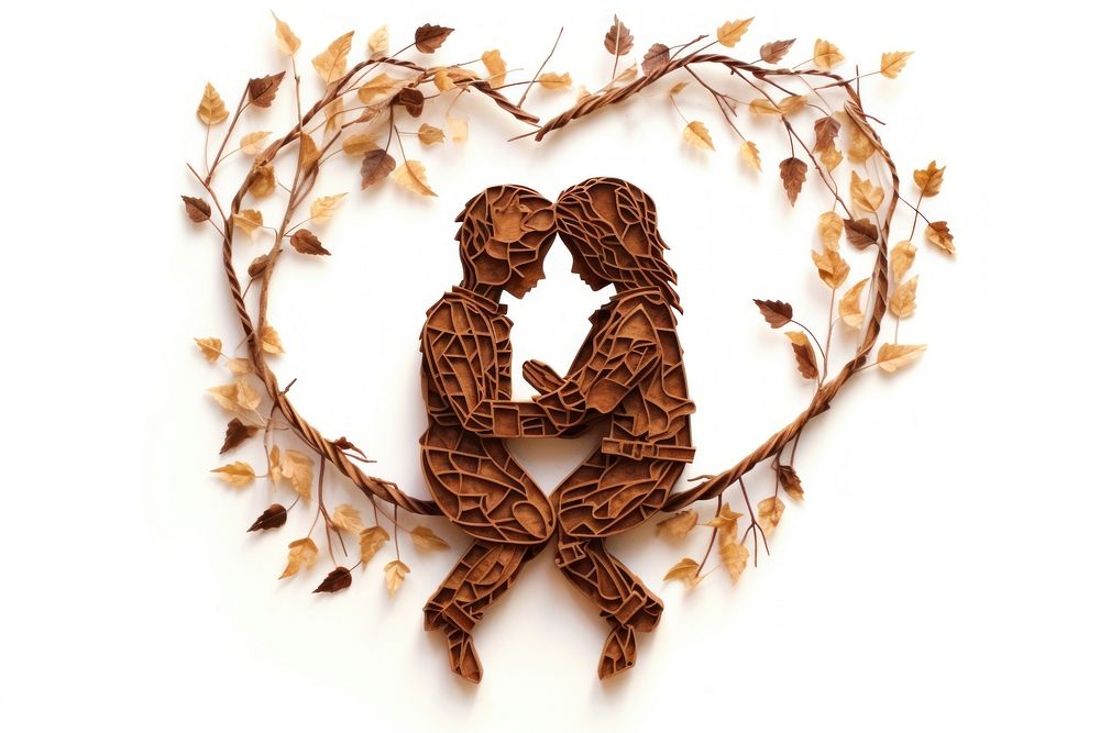 Boy and girl hugging jewelry leaf white background. AI generated Image by rawpixel.