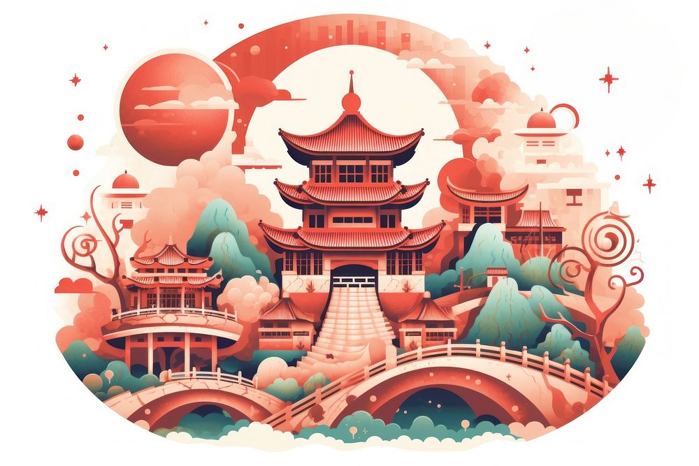 China new year art architecture building. AI generated Image by rawpixel.