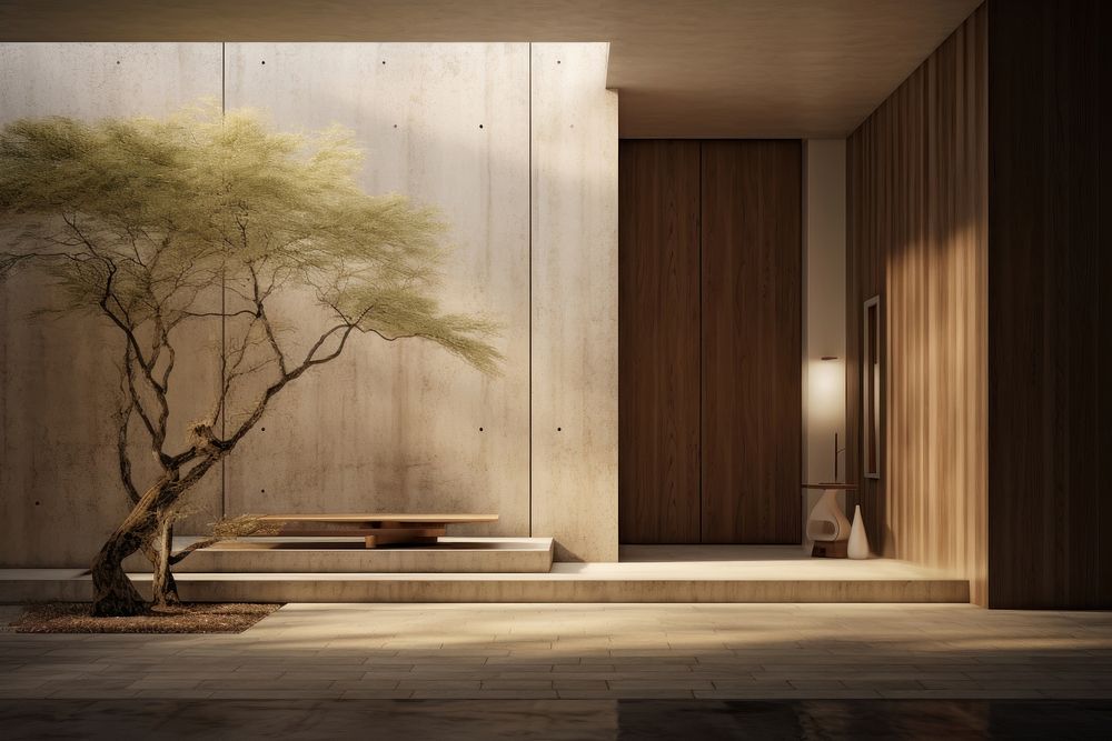House entrance indoors plant wood. AI generated Image by rawpixel.