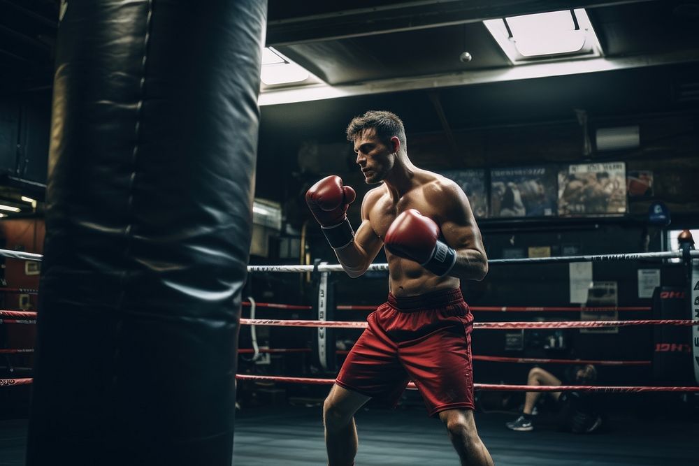 A boxing in the gym punching sports adult. AI generated Image by rawpixel.