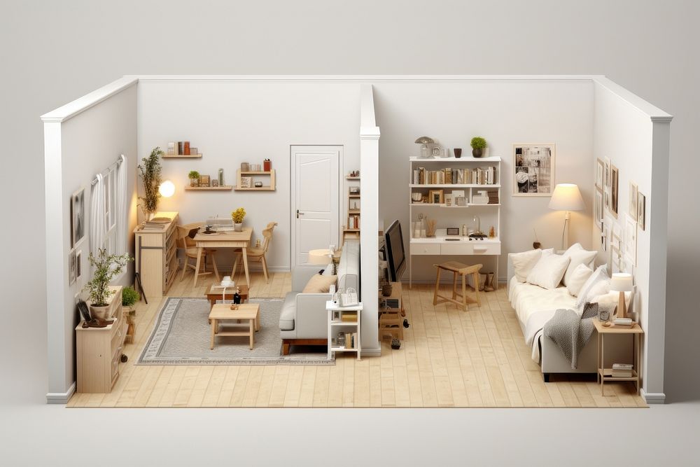 Swedish style apartment room architecture furniture building. AI generated Image by rawpixel.