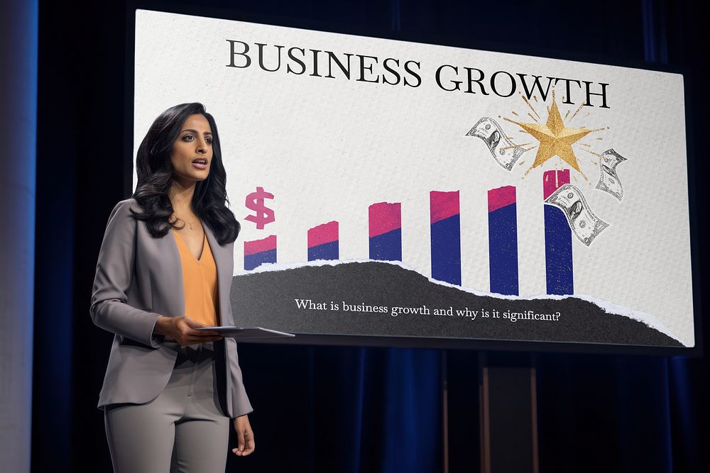 Business growth, presentation screen