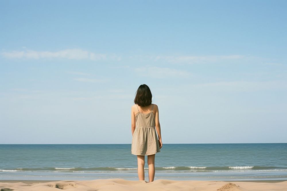 Beach standing outdoors horizon. AI generated Image by rawpixel.