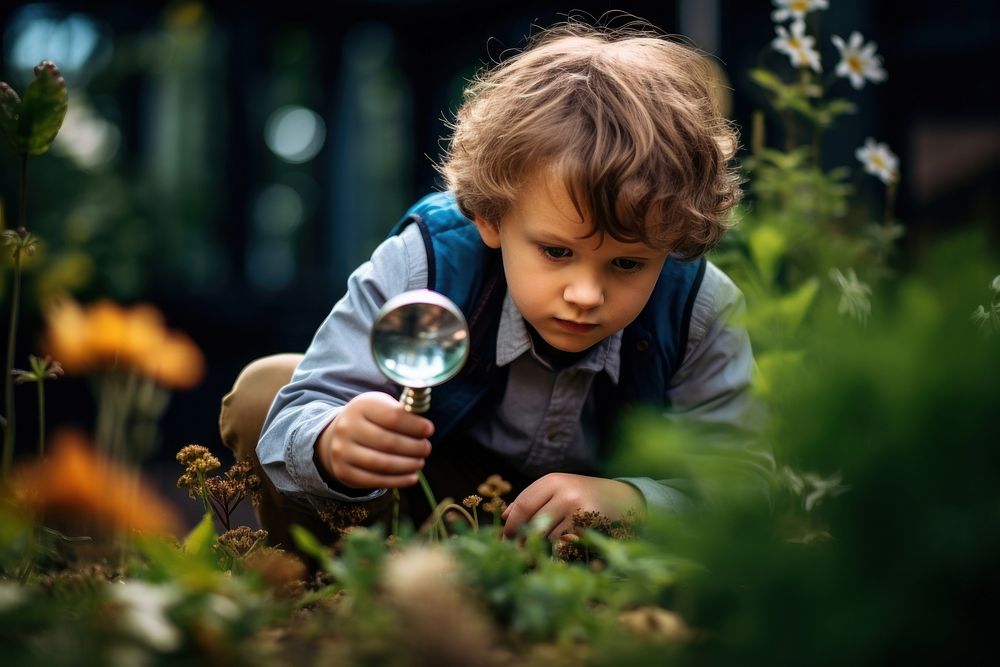 Magnifying glass garden outdoors looking. AI generated Image by rawpixel.