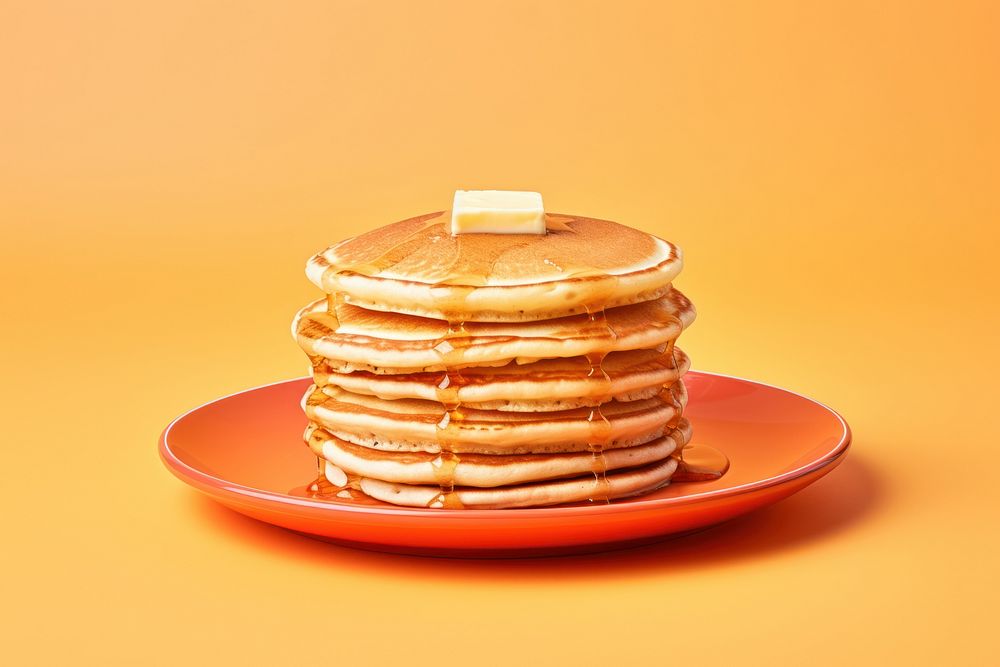 Pancakes white plate food breakfast. AI generated Image by rawpixel.