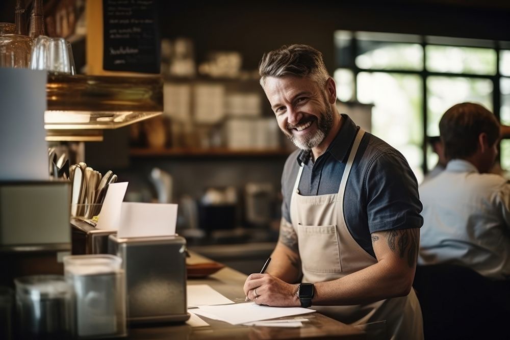 Man standing barista adult. AI generated Image by rawpixel.