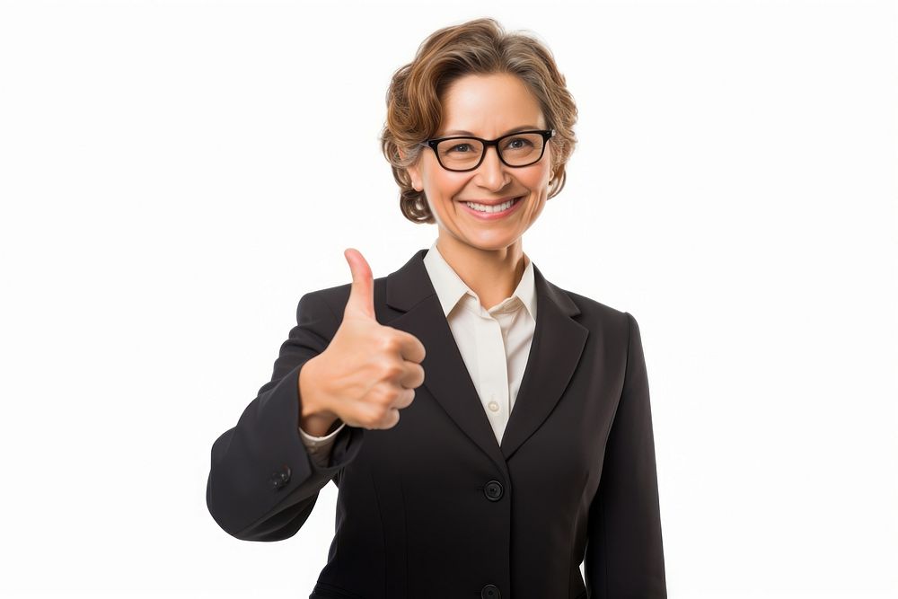 Middle age woman smiling glasses finger. AI generated Image by rawpixel.