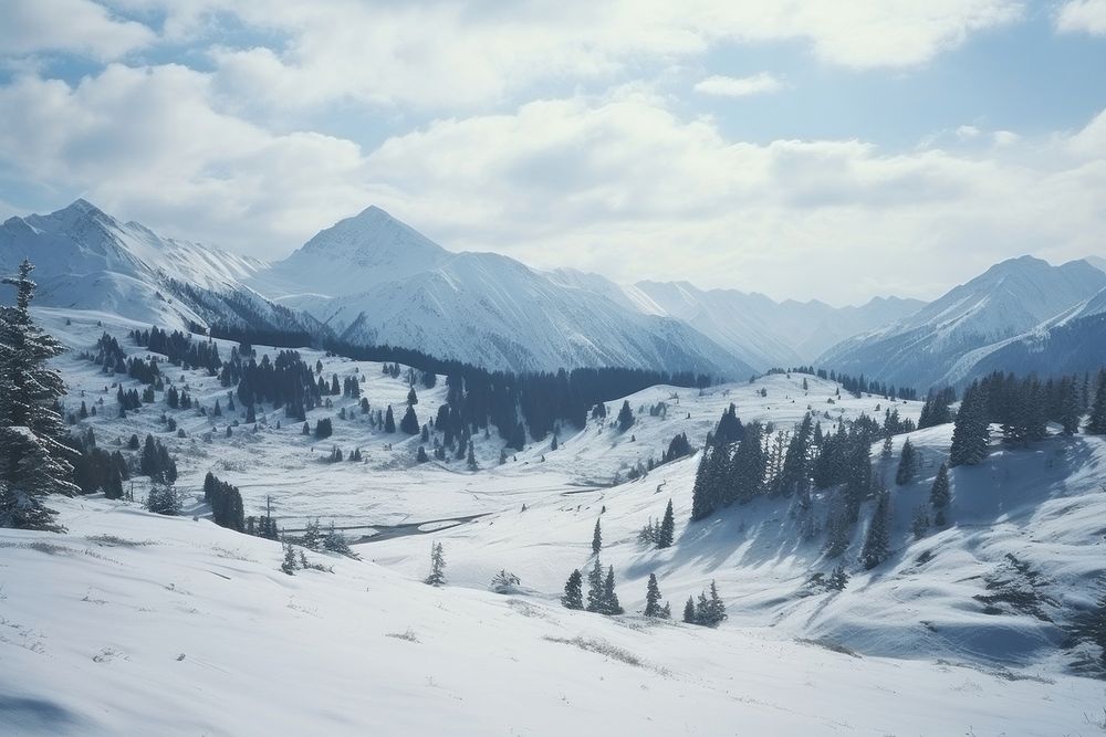 Nature landscape mountain snow outdoors. AI generated Image by rawpixel.