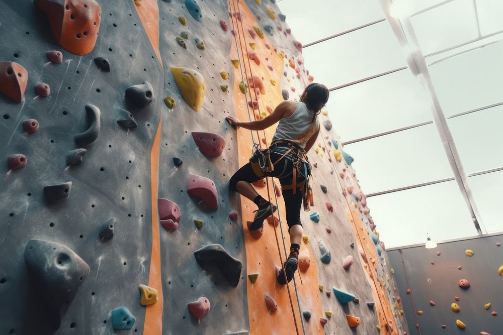 A rock climbing recreation adventure outdoors. AI generated Image by rawpixel.