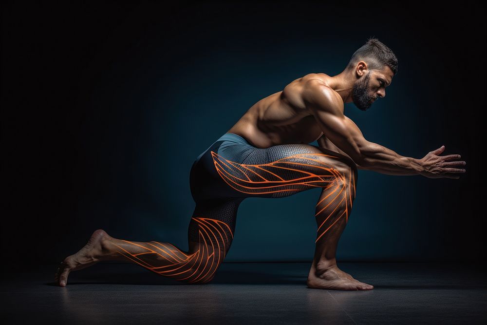 Sports man on a floor stretching legs for strong muscle dancing adult entertainment. AI generated Image by rawpixel.