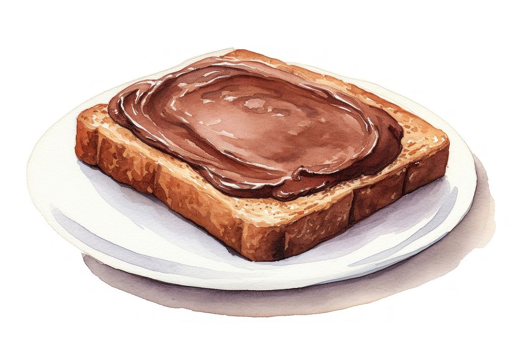 Single chocolate toast plate bread food. AI generated Image by rawpixel.