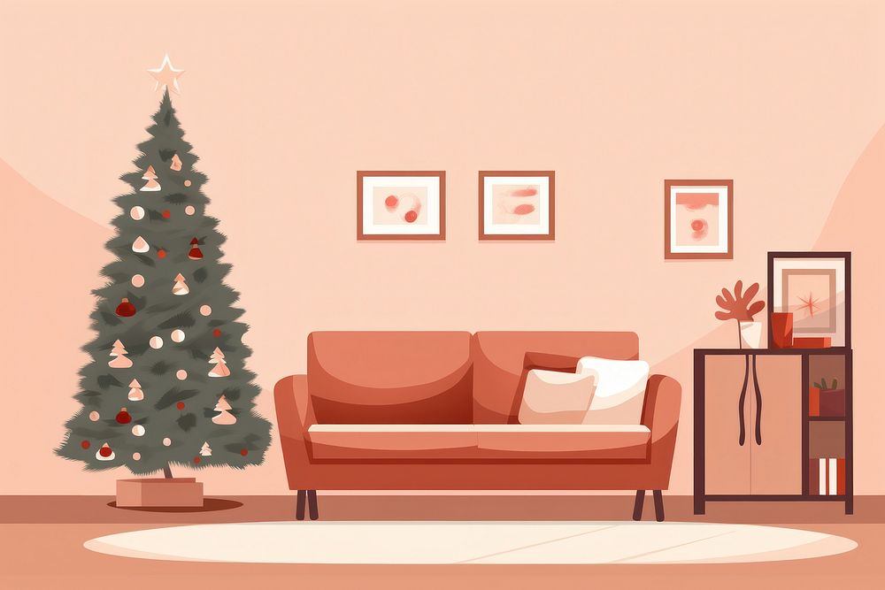 Chirstmas room architecture furniture christmas. AI generated Image by rawpixel.