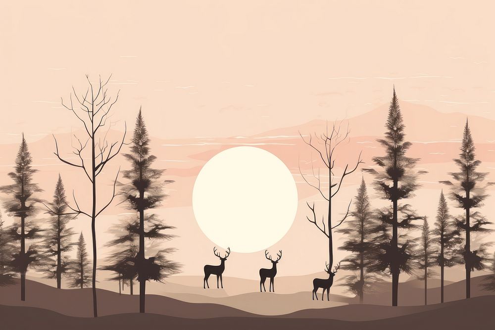 Chirstmas silhouette landscape outdoors. AI generated Image by rawpixel.