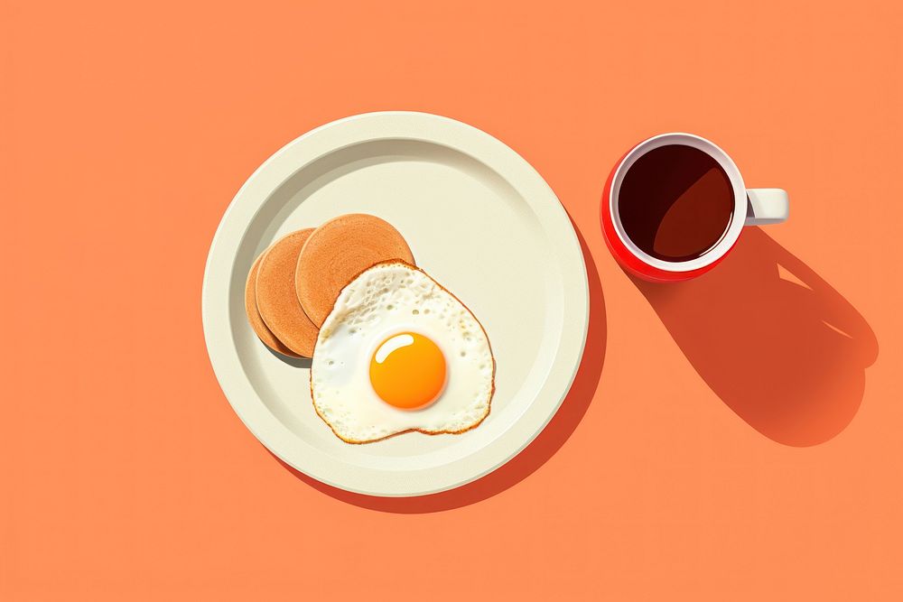Breakfast plate food coffee. AI generated Image by rawpixel.