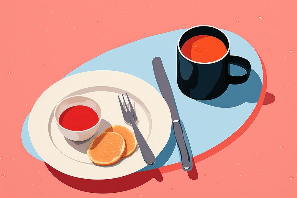 Breakfast illustration fork food. AI generated Image by rawpixel.