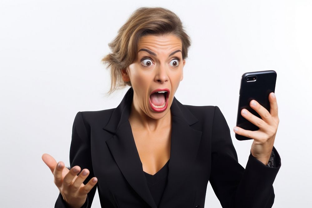 Business woman shouting screen adult. 