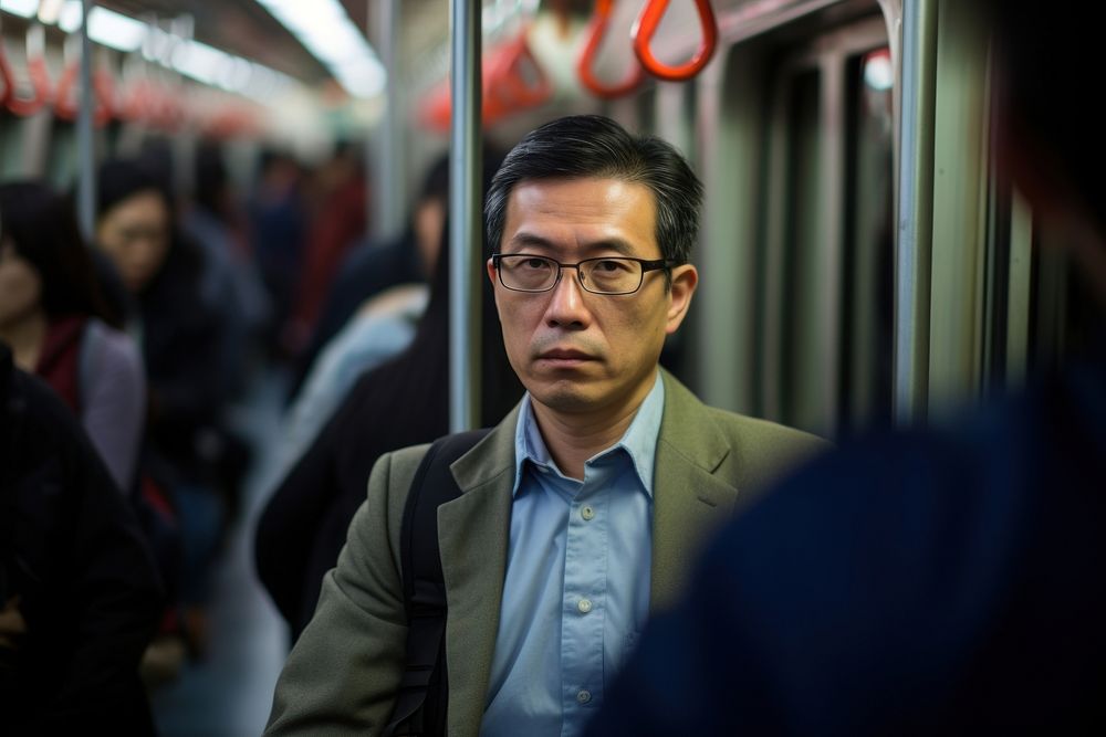 Chinese man train photography portrait. AI generated Image by rawpixel.