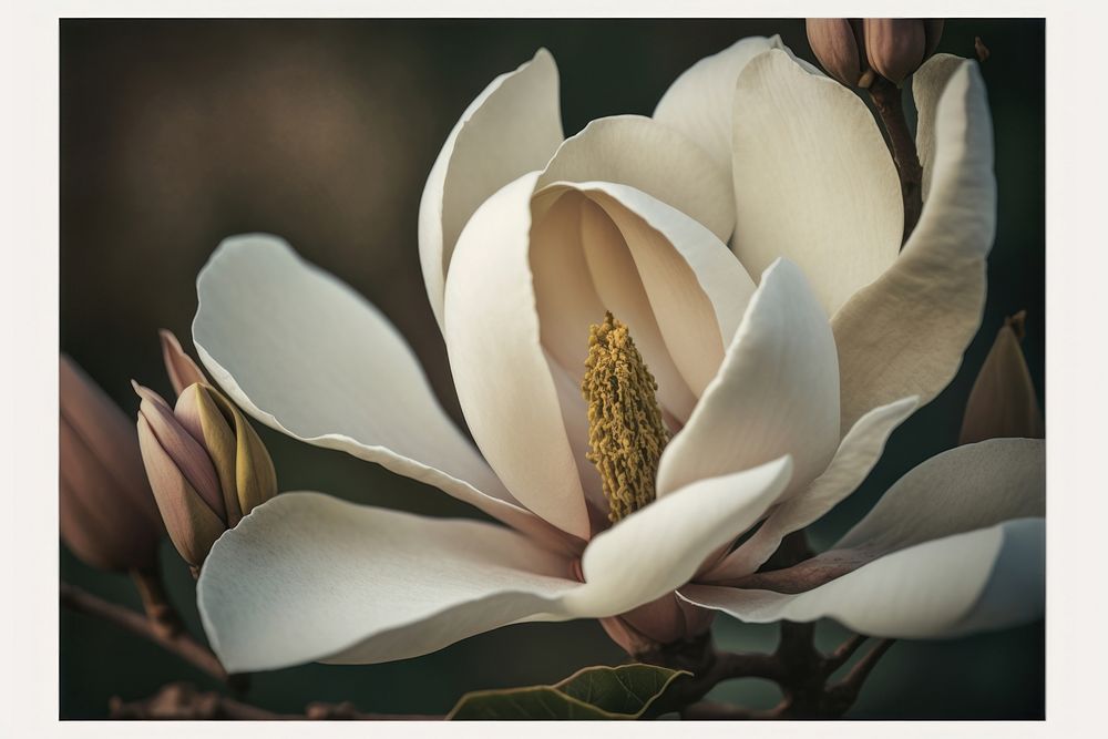 Magnolia blossom flower pollen. AI generated Image by rawpixel.