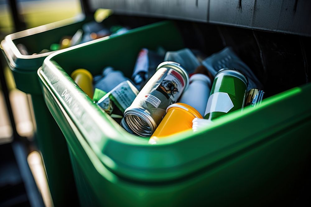 Recycling bin container outdoors garbage. AI generated Image by rawpixel.
