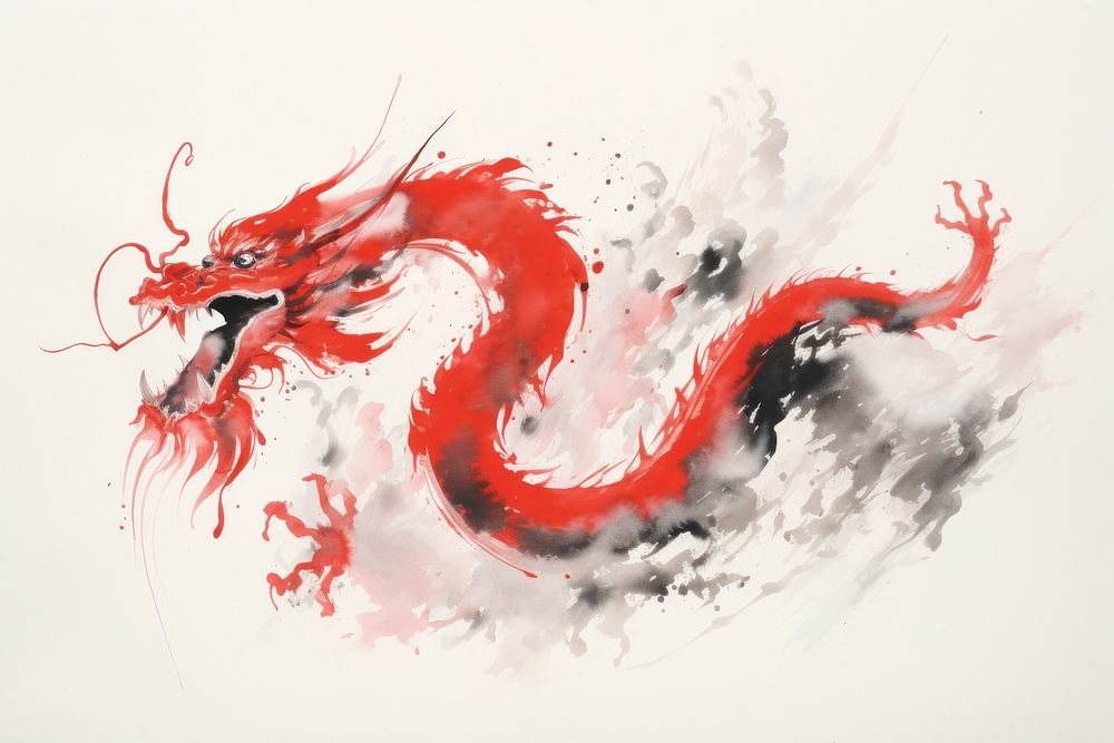Dragon art calligraphy creativity. AI generated Image by rawpixel.