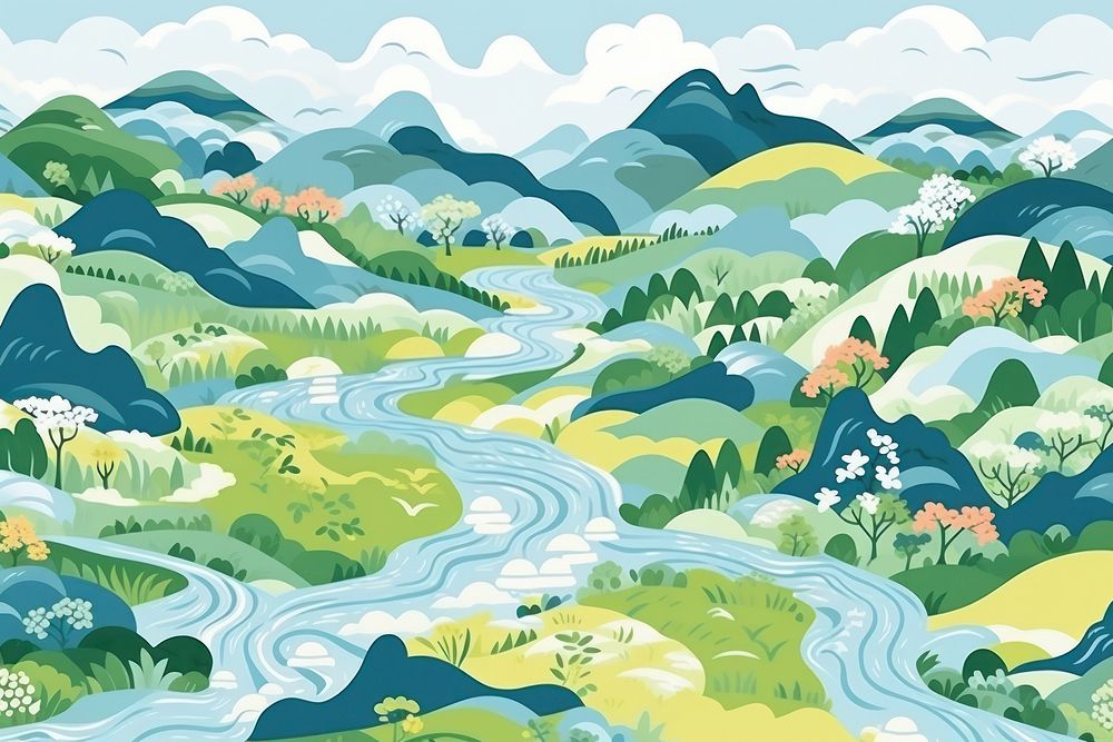 Thai scenery landscape outdoors graphics. AI generated Image by rawpixel.