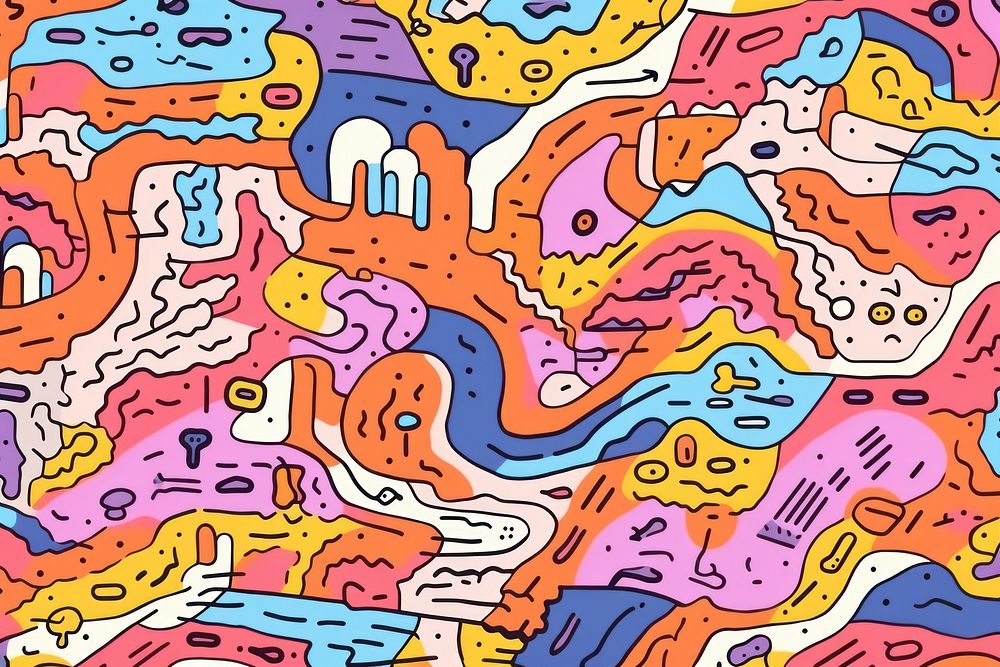 Vibrant doodle pattern abstract drawing sketch. AI generated Image by rawpixel.