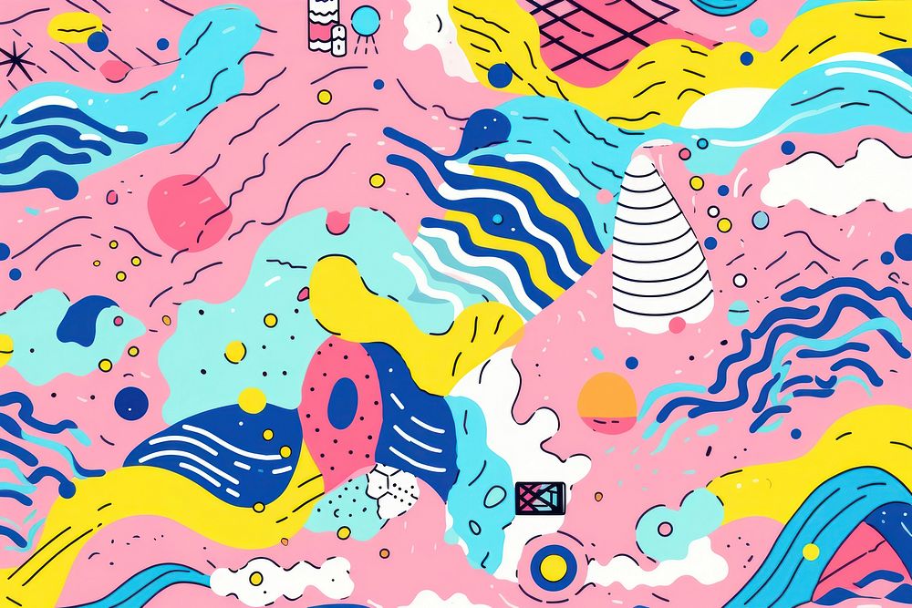Vibrant doodle pattern abstract painting graphics. AI generated Image by rawpixel.