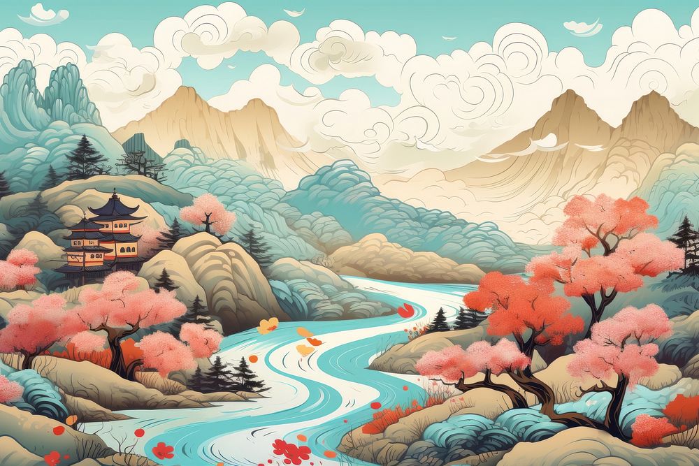 Chinese scenery landscape mountain outdoors. AI generated Image by rawpixel.