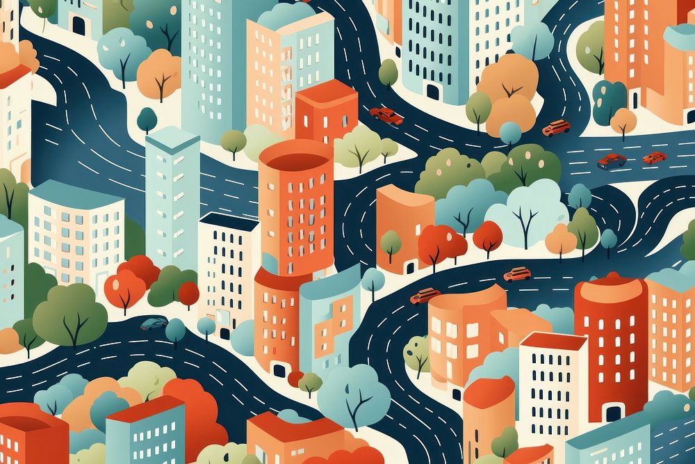 Downtown metropolis outdoors pattern. AI generated Image by rawpixel.