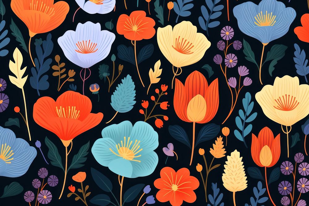 Flowers pattern graphics plant. AI generated Image by rawpixel.
