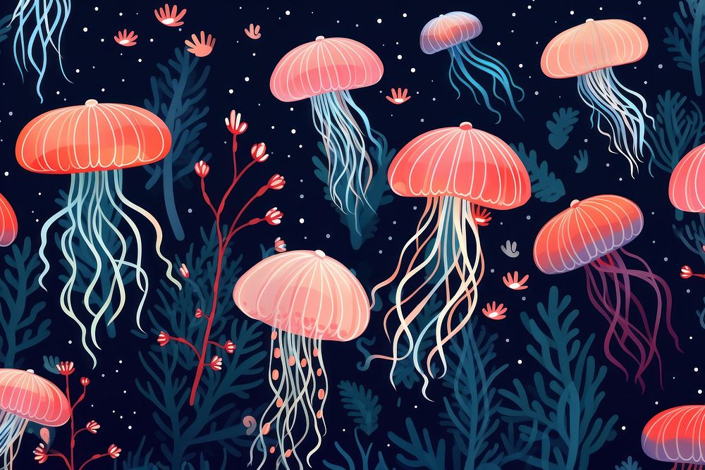 Jellyfishs pattern invertebrate transparent. AI generated Image by rawpixel.