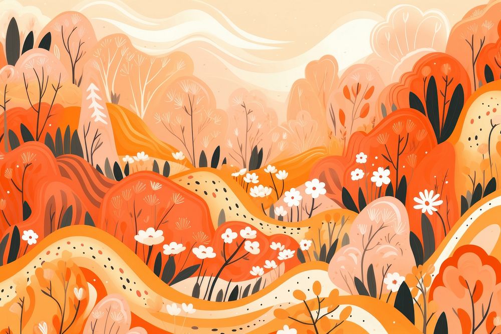 Orange garden pattern outdoors painting. AI generated Image by rawpixel.