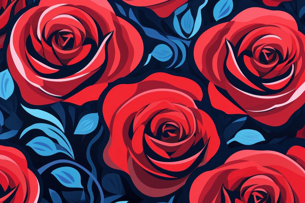 Roses pattern graphics flower. AI generated Image by rawpixel.