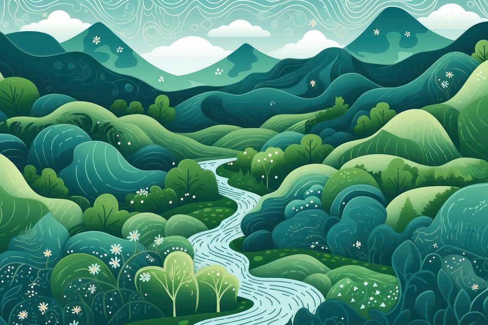 Scenery landscape outdoors pattern. AI generated Image by rawpixel.