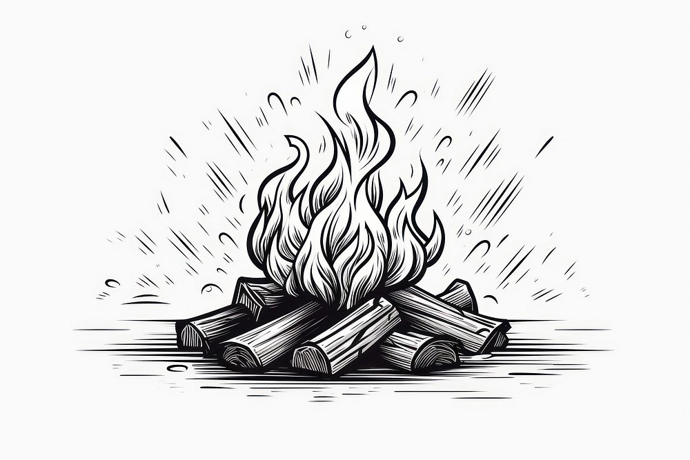 Fire drawing bonfire sketch. AI generated Image by rawpixel.