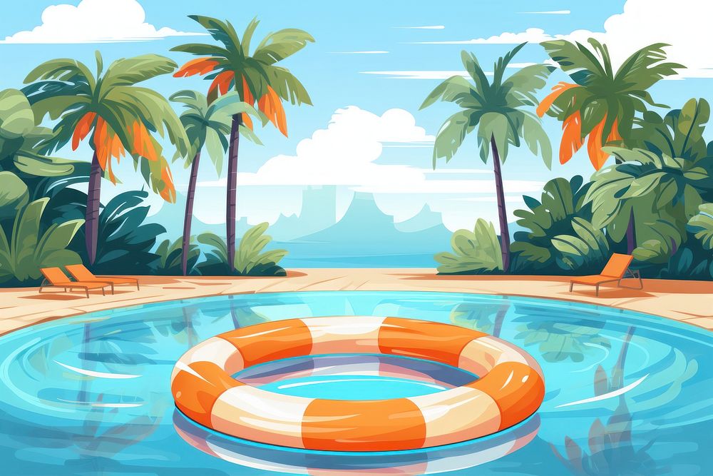 Summer swimming pool inflatable outdoors nature. AI generated Image by rawpixel.