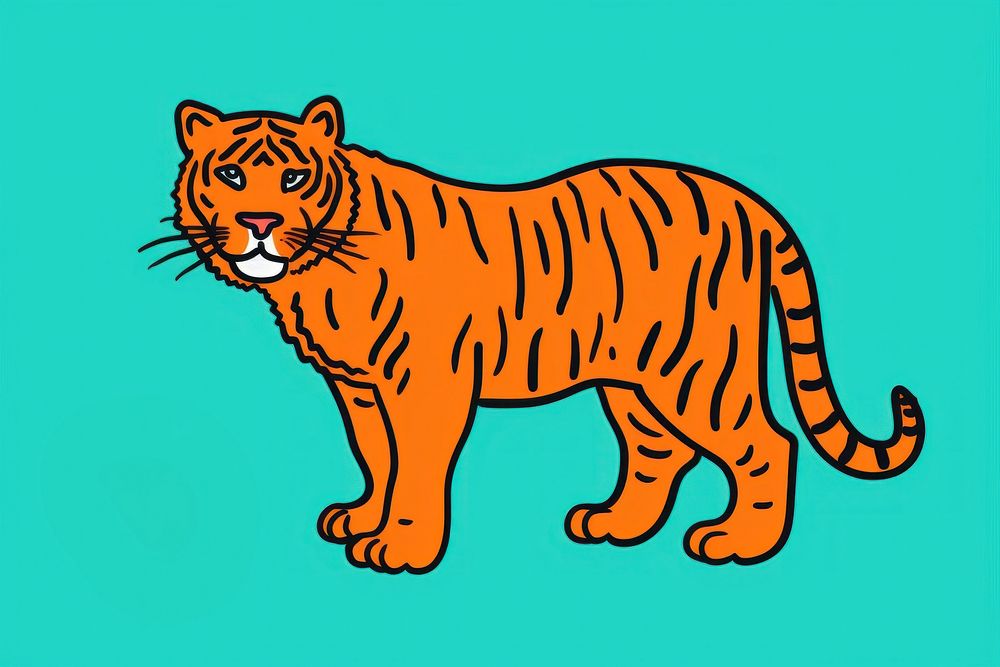 Tiger cartoon animal mammal. AI generated Image by rawpixel.