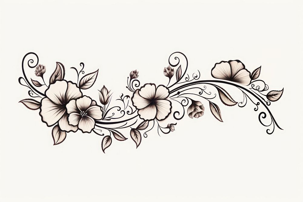 Vintage border pattern drawing white. AI generated Image by rawpixel.