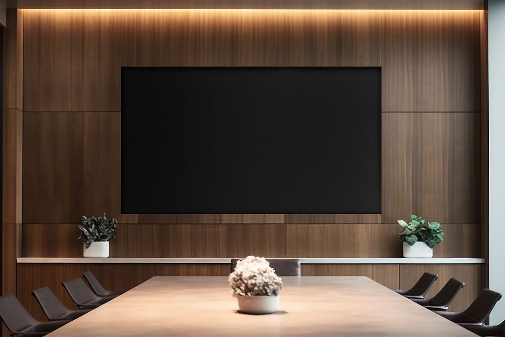 Business meeting TV screen