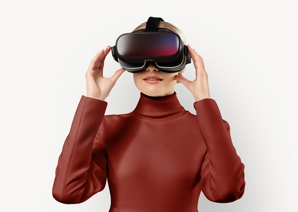 Woman wearing VR glass, digital device