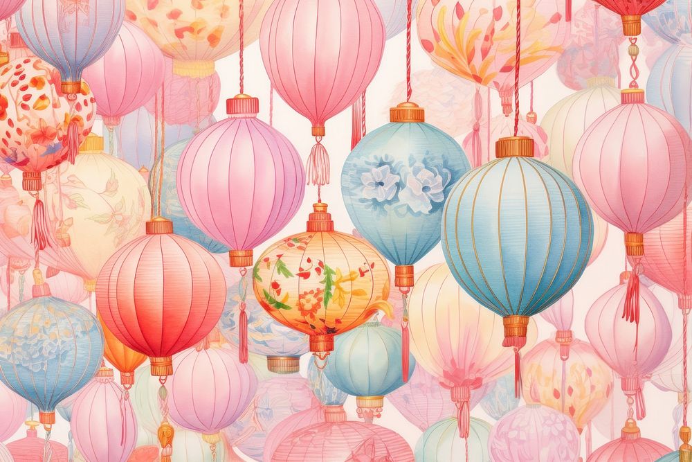 China new year backgrounds lantern balloon. AI generated Image by rawpixel.