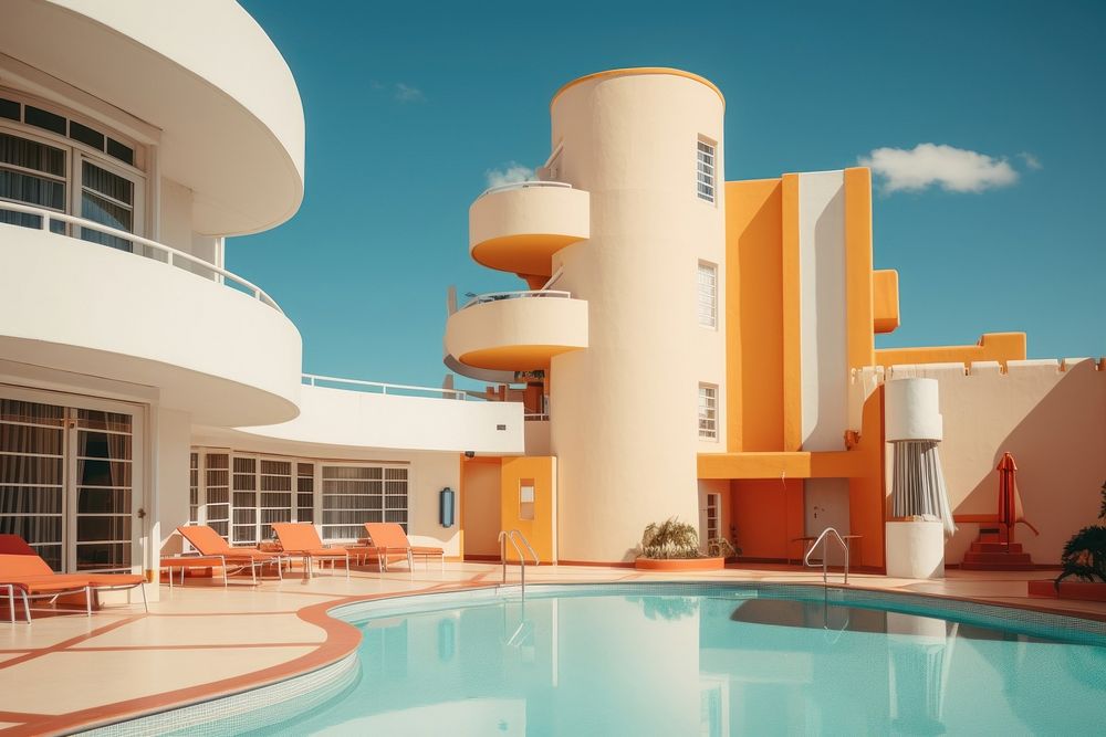 Modern holiday hotel architecture building resort. AI generated Image by rawpixel.