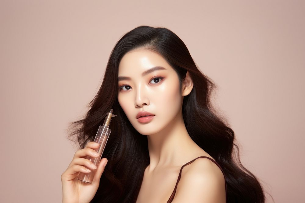 Young Asian beauty woman cosmetics lipstick makeup. AI generated Image by rawpixel.