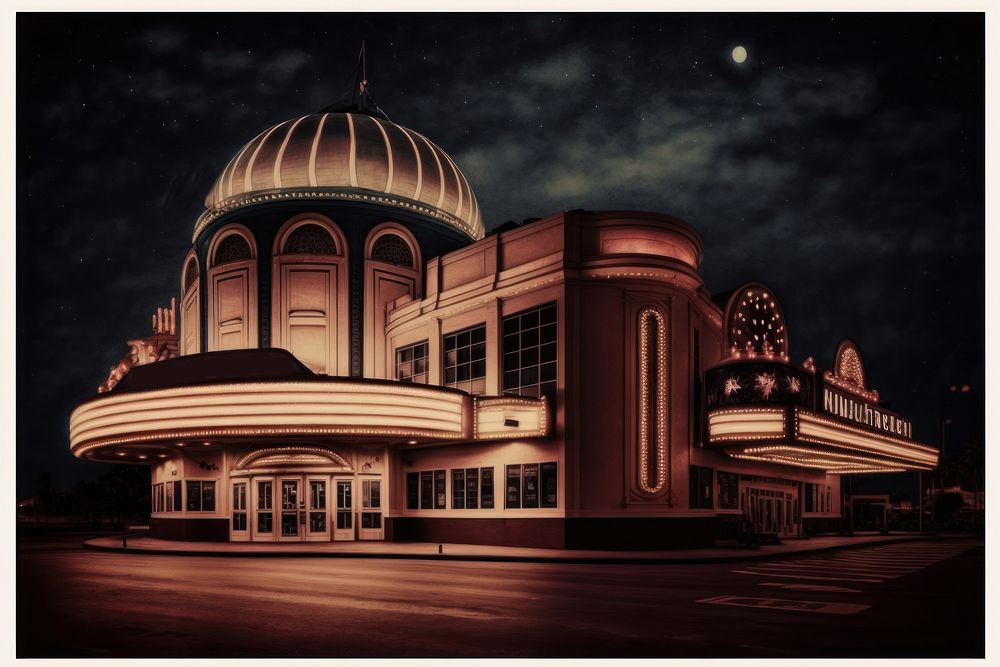 Casino night architecture building. AI generated Image by rawpixel.
