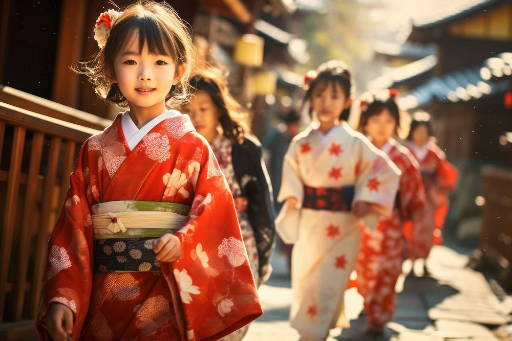 Japanese kids kimono festival child. AI generated Image by rawpixel.