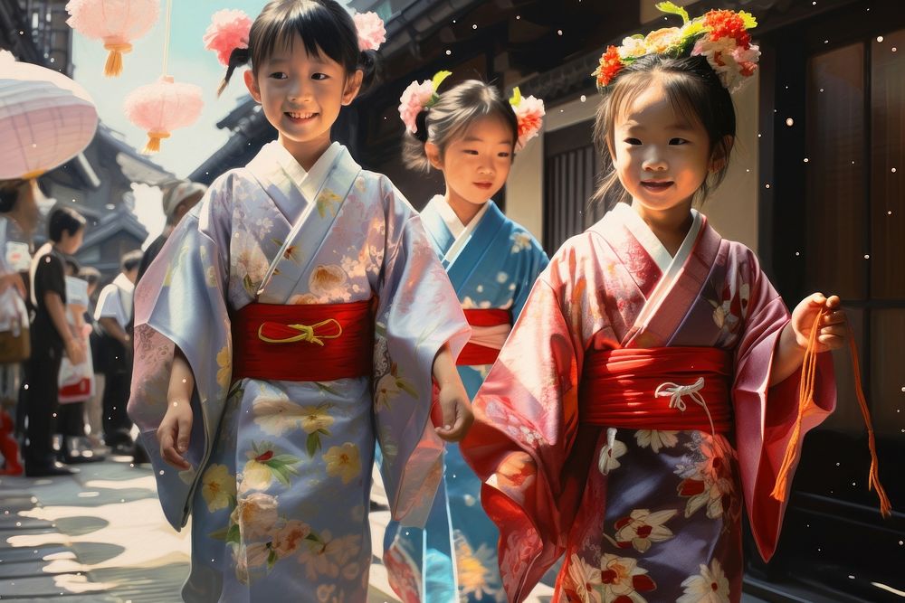 Japanese kids festival kimono child. AI generated Image by rawpixel.