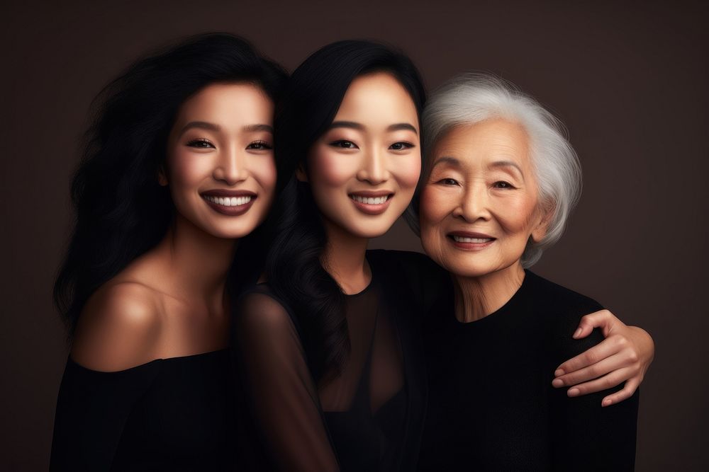 Asian and black senior women portrait laughing smiling. AI generated Image by rawpixel.