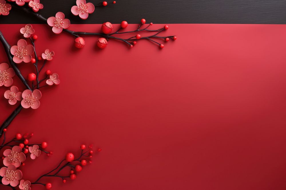 Chinese new year card backgrounds flower plant. AI generated Image by rawpixel.