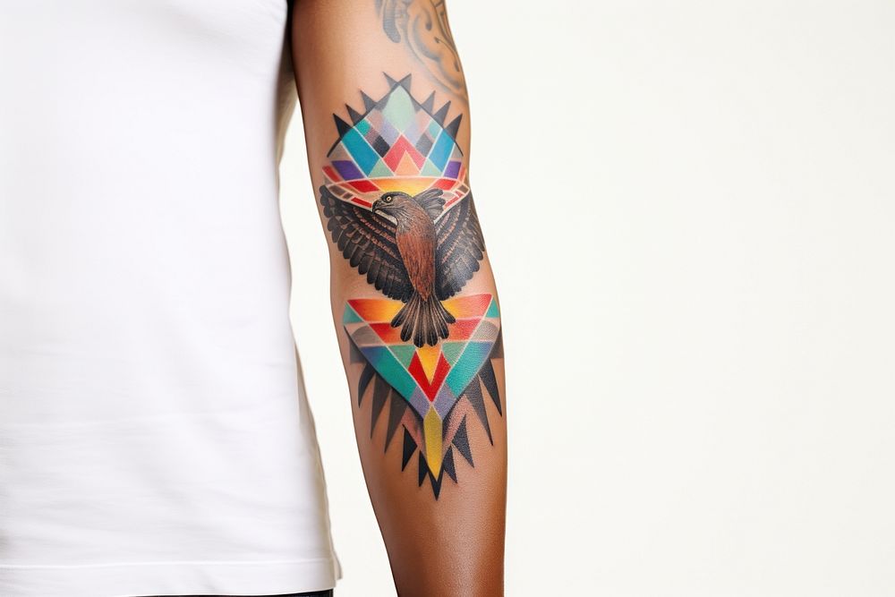 Eagle tattoo arm white background. AI generated Image by rawpixel.