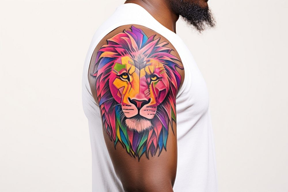 Lion tattoo back arm. AI generated Image by rawpixel.